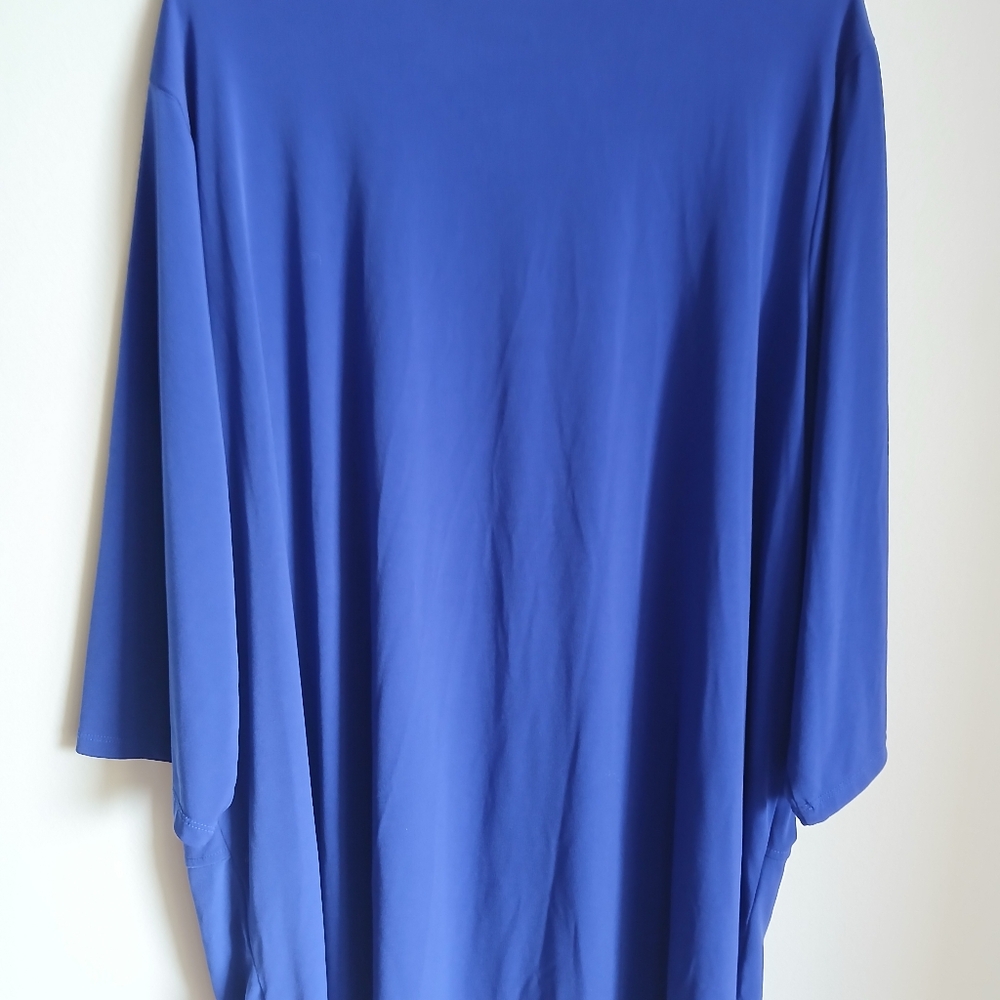 SUSAN GRAVER Womens 3X Modern Essentials Tunic Top Blue 3/4 Sleeve Shirt FLAW - Picture 9 of 12